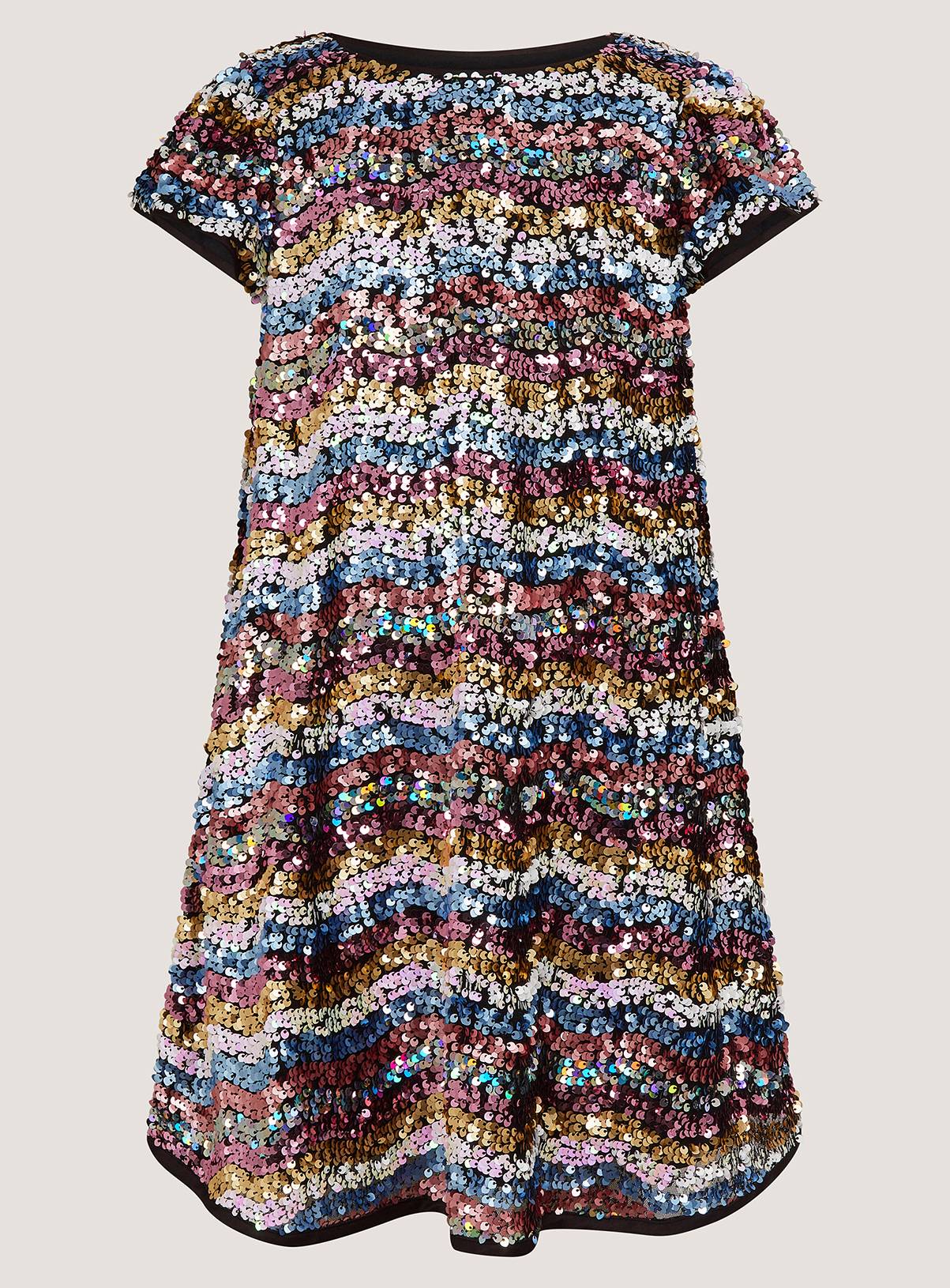 MONSOON Sequin Stripe Party Dress 4 years - Image 2